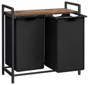 Szennyestartó, szennyes kosár 2 x 46 liter, rusztikus barna