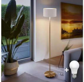 Polux LED állólámpa TUNJA 1xE27/20W/230V átmérő 30 cm arany/fehér 1xSA2189+1xEG32487