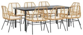 vidaXL 9 észes barna polyrattan üveg kerti étkezőgarnitúra párnával
