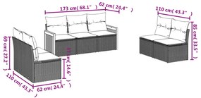 7 részes bézs polyrattan kerti ülőgarnitúra párnákkal