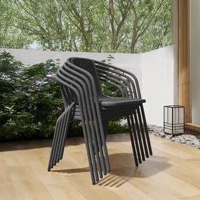 Kerti rakásolható szék, fekete, acél/műanyag, FRENY