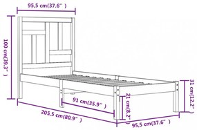 fehér tömör fenyőfa ágy matrac nélkül 90 x 200 cm