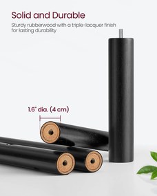 Fából készült kabátállvány 8 akasztóval, tintafekete színben