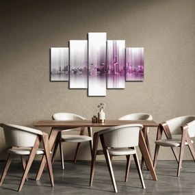 Kép - Panoráma a városra, rózsaszín-szürke (150x105 cm)