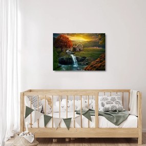 Egy ház képe egy mesebeli tájban (üvegen) (70x50 cm)