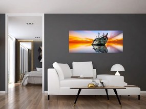 Kép - Napkelte egy hajóroncs felett (120x50 cm)