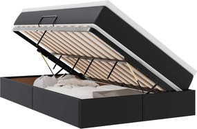 vidaXL Ágy tárolóval és matraccal matracmal Fekete 120 x 200 cm Műbőr