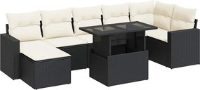 vidaXL 8 részes fekete polyrattan kerti ülőgarnitúra párnákkal