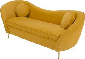 Háromszemélyes dizájn kanapé, sárga Velvet szövet/gold arany króm, EZIO TYP 3