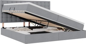 vidaXL Ágy tárolóval és matraccal matracmal Világosszürke 200 x 200 cm