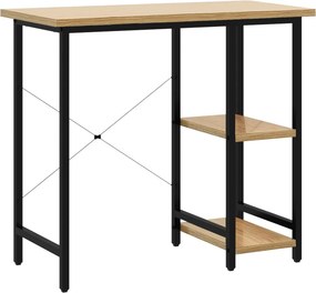 vidaXL fekete-tölgyszínű MDF és fém számítógépasztal 80 x 40 x 72 cm