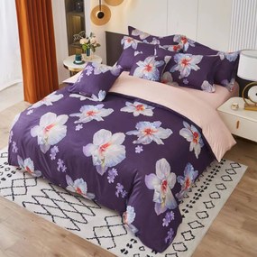 3 részes lepedők Krepp polycotton Nela lila 200x140cm+90x70cm TiaHome