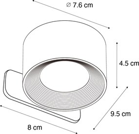 Modern fekete fali- és mennyezeti lámpa beépített újratölthető LED-del - Bright