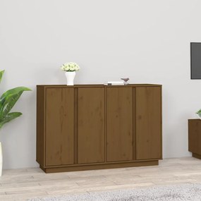 mézbarna tömör fenyőfa tálalószekrény 120x35x80 cm