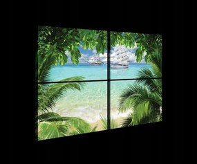 Vászonkép 120x80 Trópusi paradicsom táj pálmafák vitorlás tengerpart óceán nyugalom