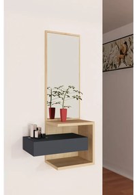 Fali tükör polccal STELLA 90x49 cm barna/antracit