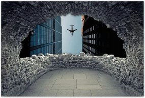 Poszterek 120x80 Repülőgép az épületek között