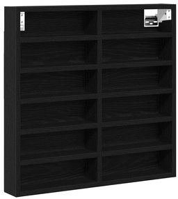 Vitrine Szekrény Fekete Tölgy 60x8,5x58 cm Műanyag