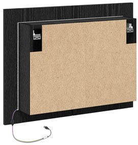 LED fürdőszobai tükörszekrény fekete tölgyből, 60x12x45 cm, mérnöki fa