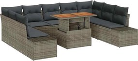vidaXL Kert étkező szett párnával 10 pcs Szürke és Barna