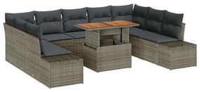 vidaXL Kert étkező szett párnával 10 pcs Szürke és Barna