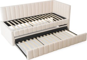Łóżko 90x200 VILLEMO Kremowe Boucle