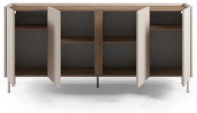 Krémszínű-natúr színű komód tölgyfa dekorral 180x82x40 cm Lucile – Marckeric