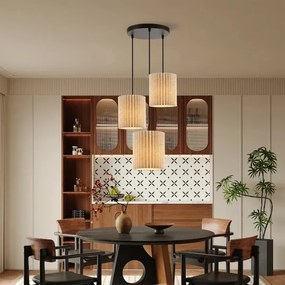 Brilagi - NORDIC WAVE kábeles függőlámpa 3xE27/15W/230V, átmérő 38 cm, lenvászon/fekete