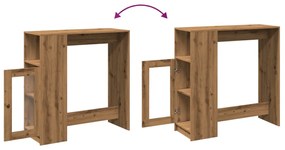 vidaXL kézműves tölgy szerelt fa bárasztal tárolókkal 101x40x103,5 cm