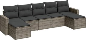 vidaXL 7 részes szürke polyrattan kerti ülőgarnitúra párnákkal