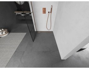 Mexen Kioto zuhanyparaván 90x200 cm 8 mm, profilrózsa arany, üvegfekete minta 1, 800-090-101-60-77