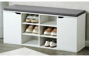 Kesper 15918 Cipőtartó ülőpárnával, fehér, 103 x48 x 30,5 cm