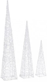 kék fényű LED-es akril díszfénykúpszett 60/90/120 cm