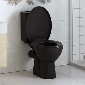 Fekete gyorsan szerelhető WC-ülőke lassan csukódó fedéllel