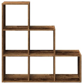 3 szintes antik fa színű fa elválasztó könyvespolc 99x29x99 cm