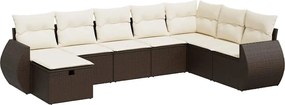 vidaXL 8 részes barna polyrattan kerti ülőgarnitúra párnákkal