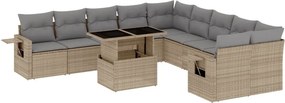 vidaXL 11 részes bézs polyrattan kerti ülőgarnitúra párnákkal