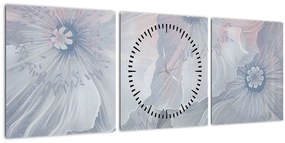 Kép - Kék virágok a falon (órával) (90x30 cm)