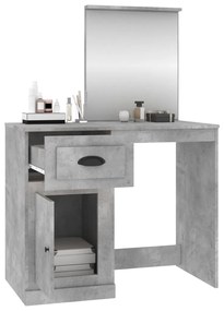 betonszürke szerelt fa fésülködő asztal tükörrel 90x50x132,5 cm