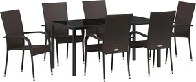 vidaXL Kert étkező szett 7 pcs Barna Porszórt acél