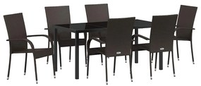 vidaXL Kert étkező szett 7 pcs Barna Porszórt acél