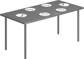 Outsunny kültéri étkezőasztal 165 x 80 x 74 cm, 6 személyes — lamellás fém asztallap, porszórt acél váz, időjárásálló | Aosom