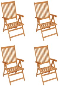 vidaXL 4 db tömör tíkfa kerti szék bézs párnákkal