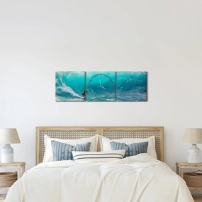 Szörfösök képe a hullámokban (órával) (90x30 cm)