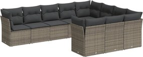 vidaXL 10 részes szürke polyrattan kerti ülőgarnitúra párnákkal