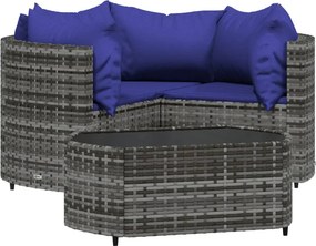 vidaXL 4 részes szürke polyrattan kerti ülőgarnitúra párnákkal