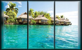 Fotótapéta Paradicsomi nyaralás Bungaló strand 368x254 pihenés a hálószobába +ragasztó