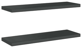 2 db fekete rozsdamentes acél fali polc 75 x 23,5 x 3 cm