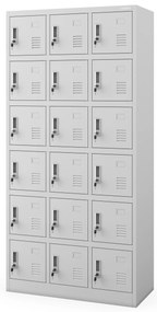 18 rekeszes öltözőszekrény talapzattal KAROL, 900 x 1850 x 400 mm, szürke