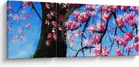 Kép festett cseresznyevirágok (órával) (90x30 cm)